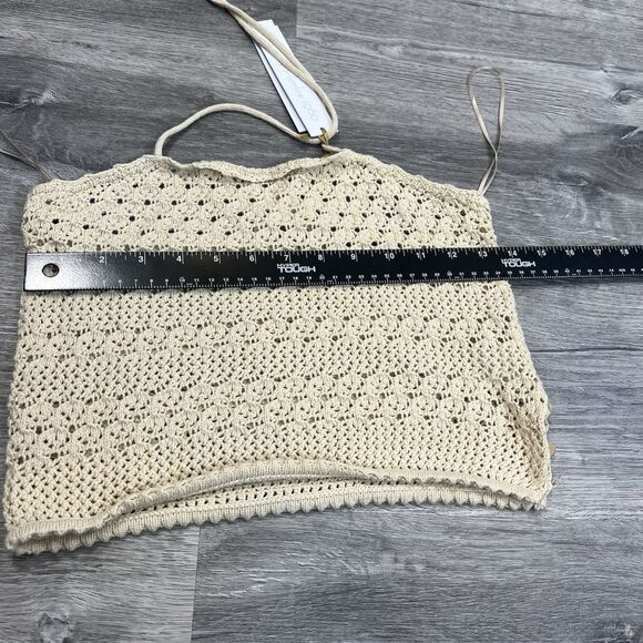 House of Harlow 1960 revolve Crochet Halter Beige Knit top only Boho NWT Small - Picture 6 of 7